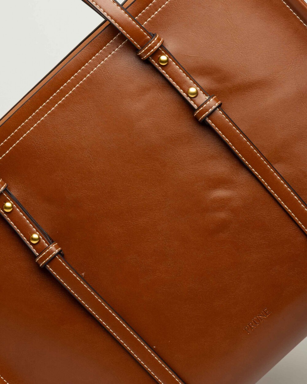 Shopper Louise en efecto cuero liso Tabaco