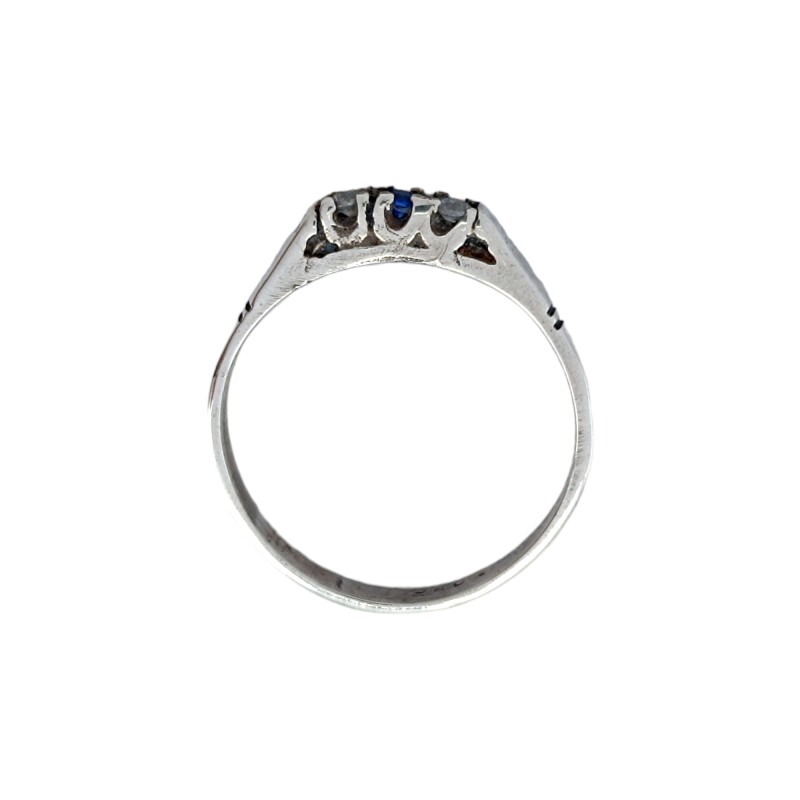 Anillo Trilogy-Plata 950-Piedra Zirconia y Zafiro-AN3824 conpiedra