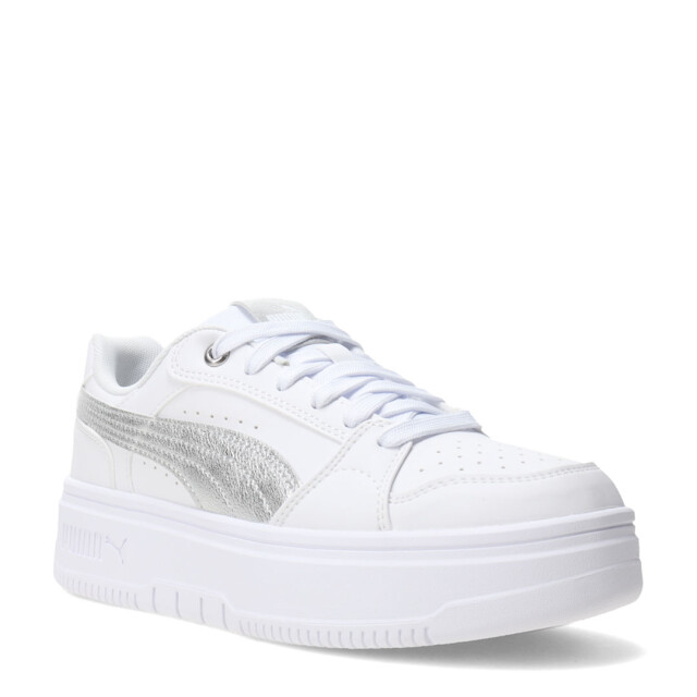 Championes de Mujer Puma Rebound Low Metalic Plataforma Blanco - Plata