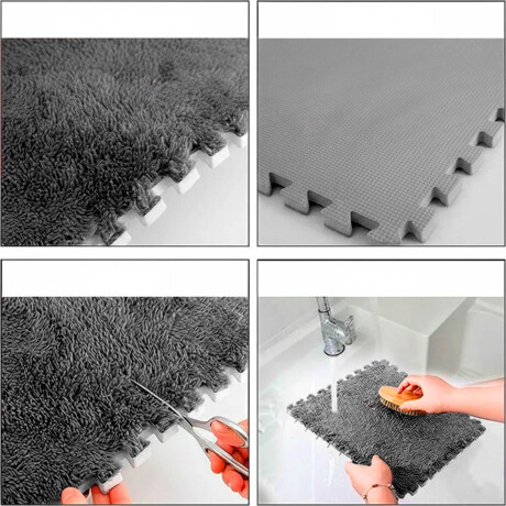 Set X20 Tatami Alfombra Suave Plush Piso Encastrable Gris Oscuro
