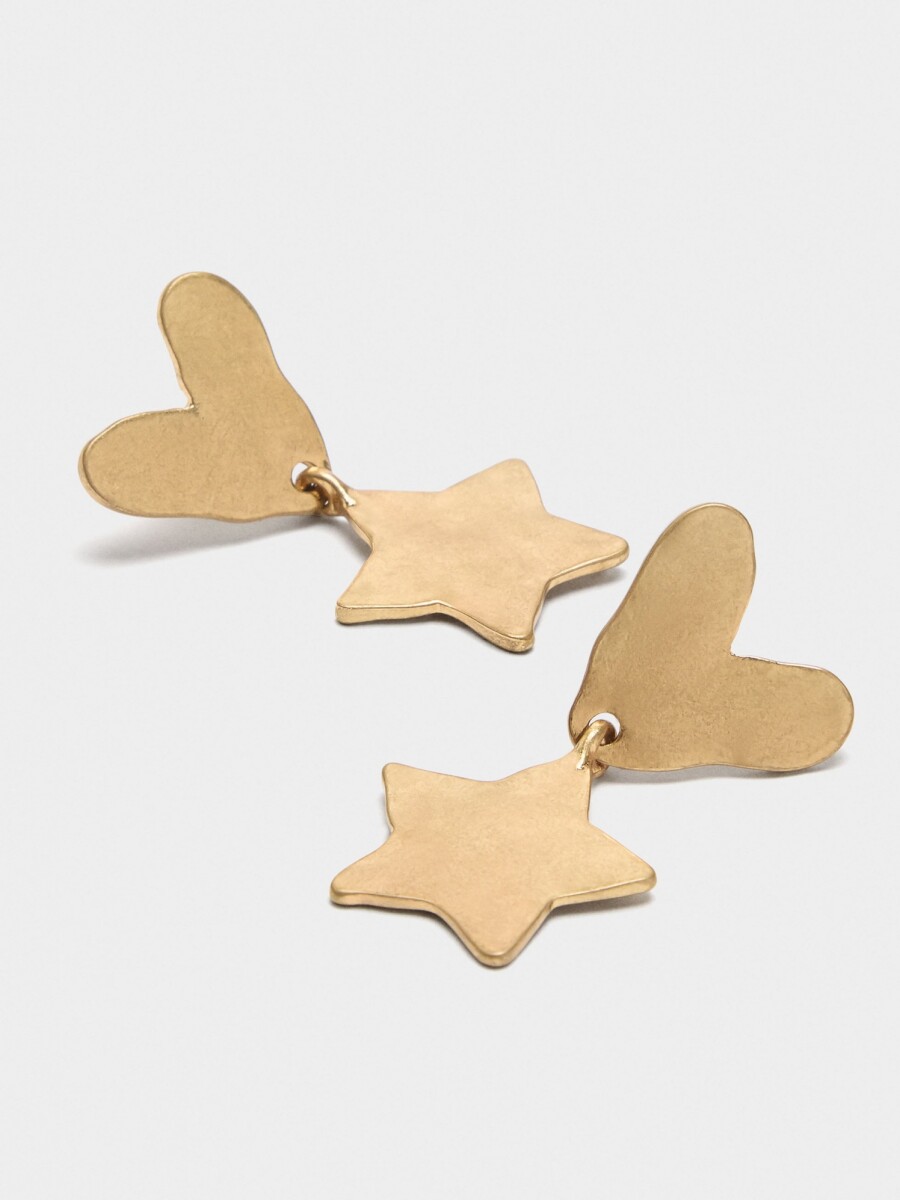 Pendientes De Corazón Y Estrella dorado