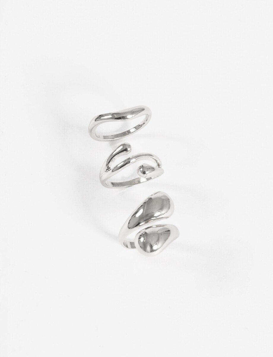 Set de anillos curvo - plateado 