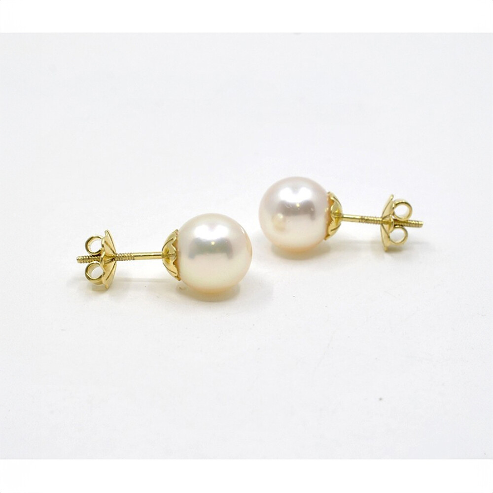 9.5 Mm Caravanas De Oro 18K Y Perlas De Cultivo 9.5 Mm Caravanas De Oro 18K Y Perlas De Cultivo