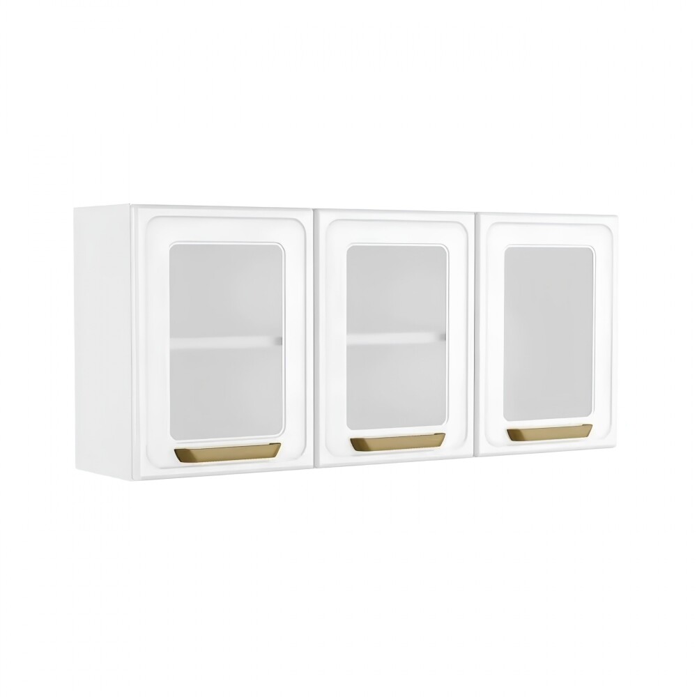 Aéreo 3 Puertas Vidrio Bella - Steel Blanco
