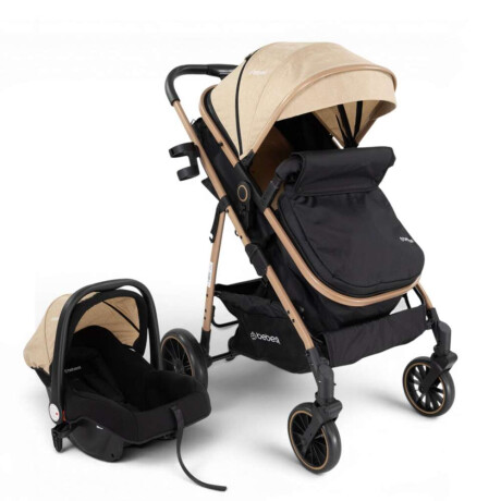 Coche Travel System Jumbo con Baby Silla Ruedas Todo Terreno Beige