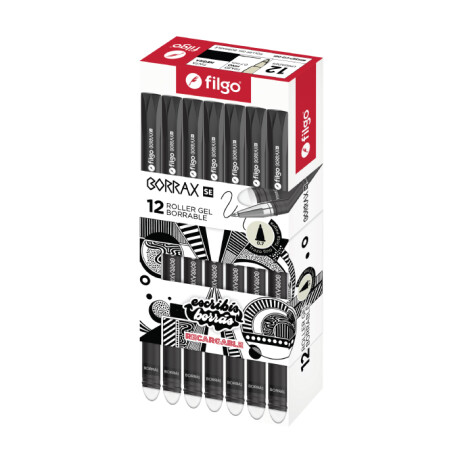 Boligrafo Filgo Borrable Gel caja x 12 Negro