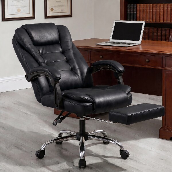Silla Oficina Sillon Escritorio Ejecutiva Ergonomica Cuero con apoyapies IMBACK Color Negro Silla Oficina Sillon Escritorio Ejecutiva Ergonomica Cuero con apoyapies IMBACK Color Negro
