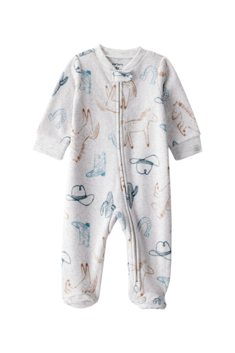 Pijama una pieza de micropolar, con pie, diseño vaquero Sin color