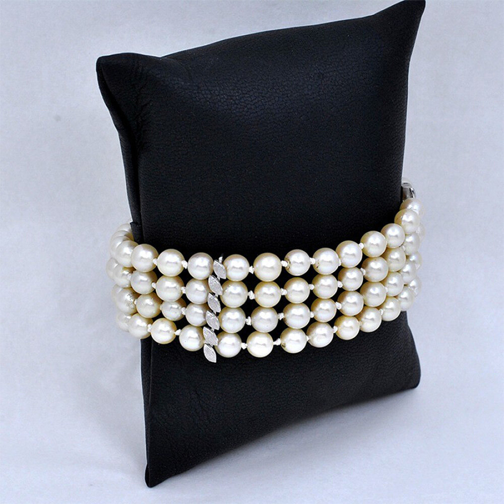 Pulsera Perlas De Cultivo De 4 Hilos Y Oro 18K Blanco Pulsera Perlas De Cultivo De 4 Hilos Y Oro 18K Blanco