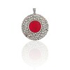 Dije Colgante Circulo-Plata 925-Piedra Coral rojo-CP4566 Conpiedra
