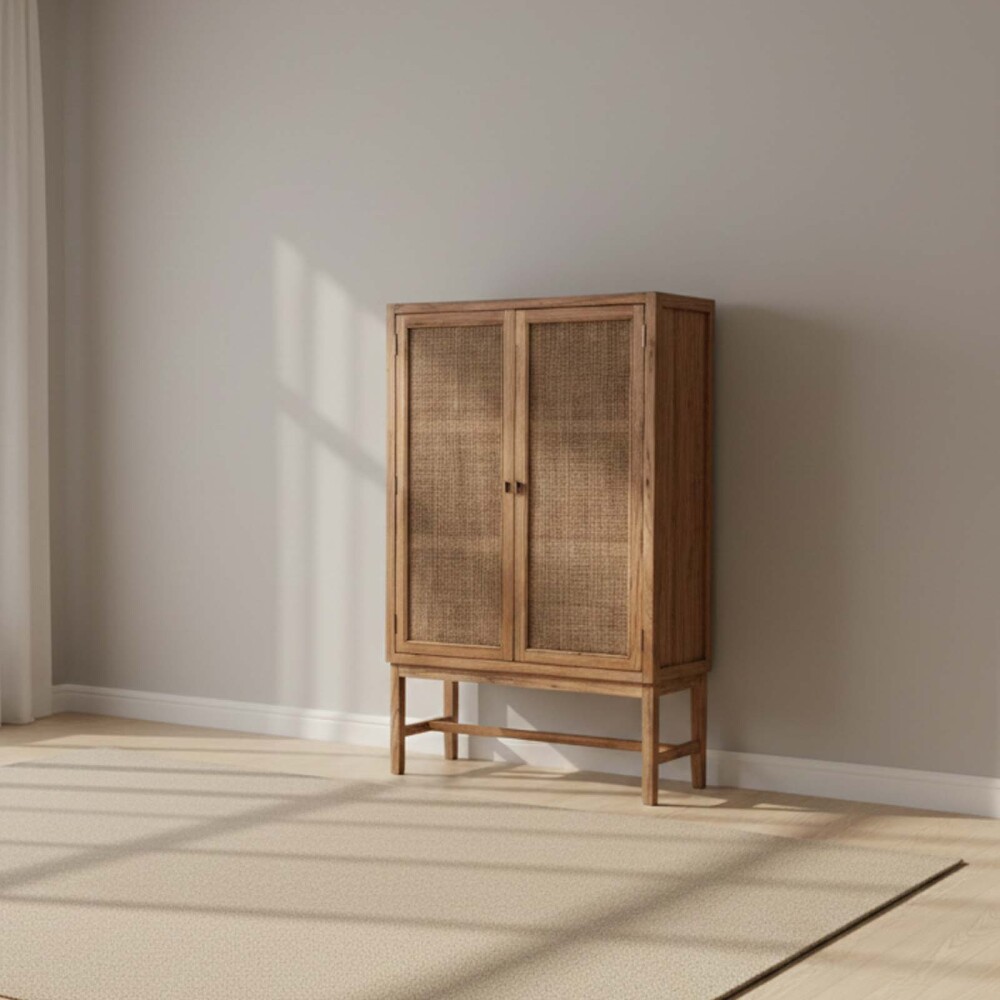 APARADOR/CRISTALERO MADERA NATURAL-BEIGE MINDI