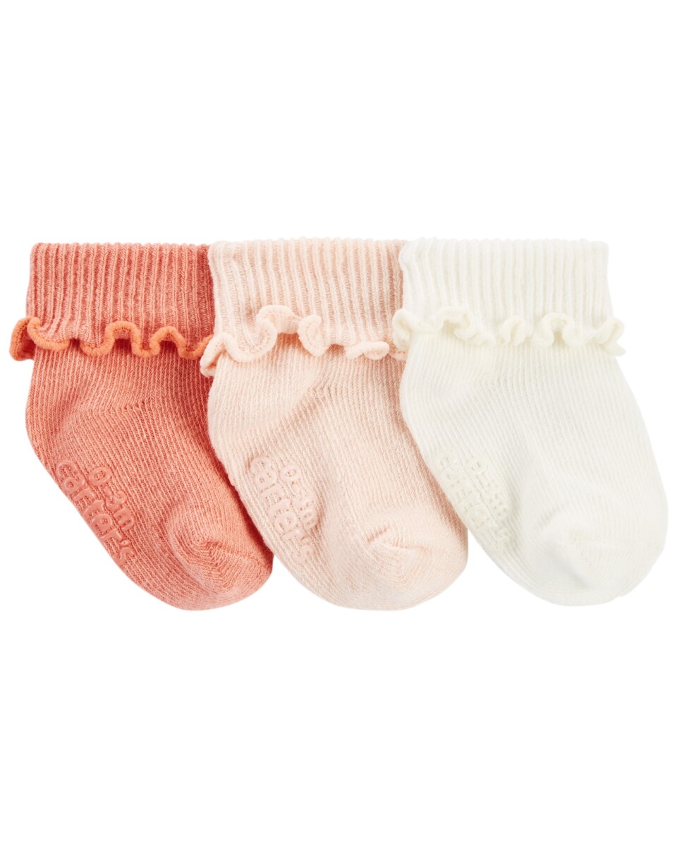 Pack X3 Pares de Medias Carters con Puños Festoneados - ROSA 