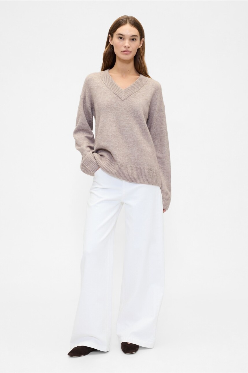 Buzo Cuello V Mujer Saddle