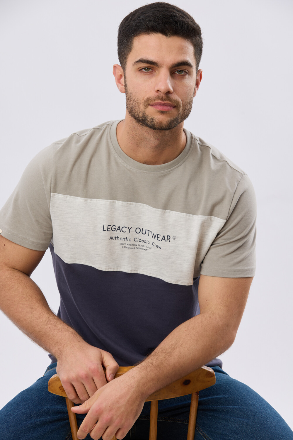 REMERA RAYADA DE ALGODÓN Azul