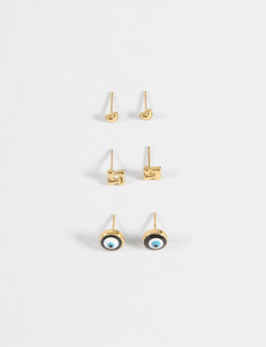 Set de caravanas pin acero - dorado 