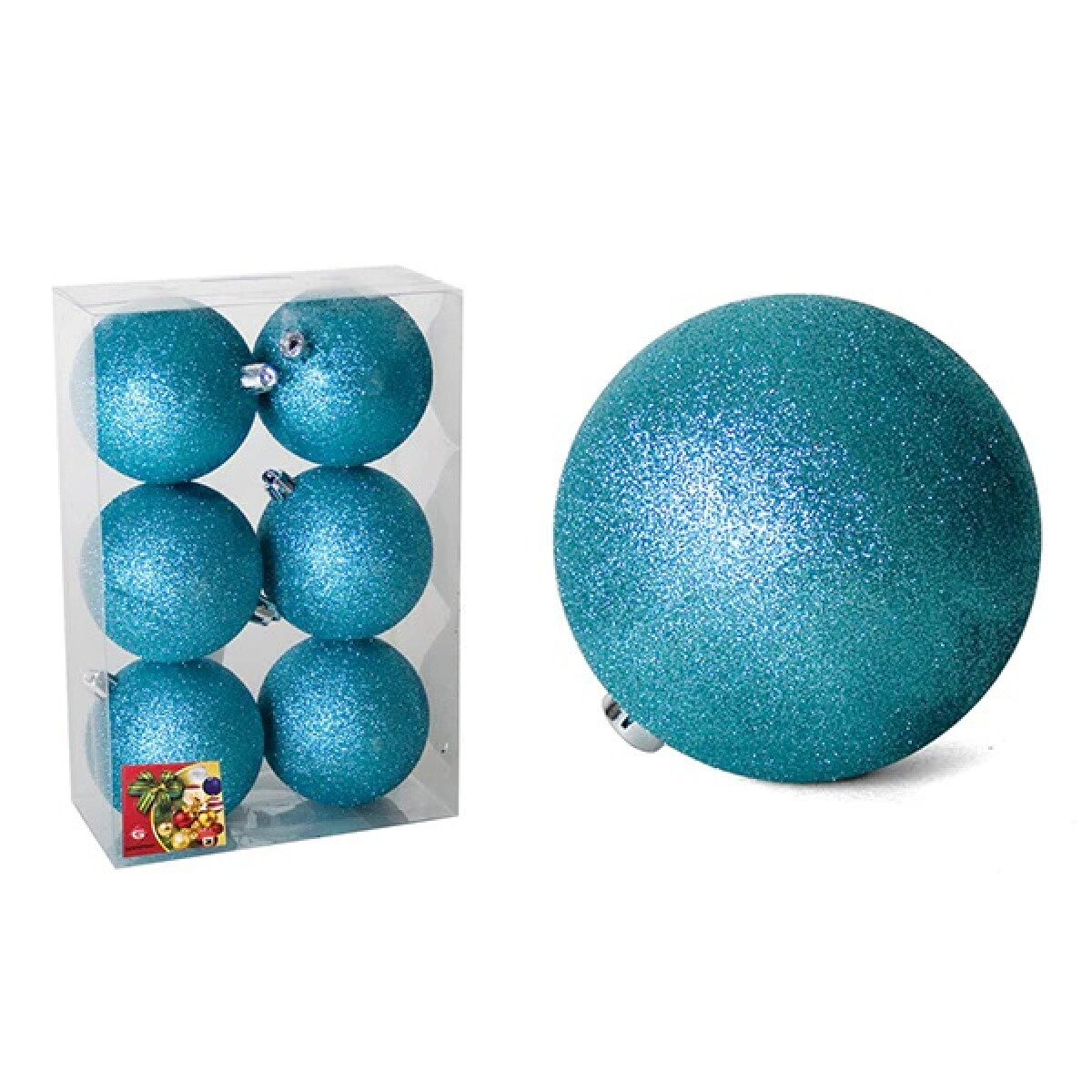 Esferas de Navidad Azul Purpurina 8 cm – Pack x6 