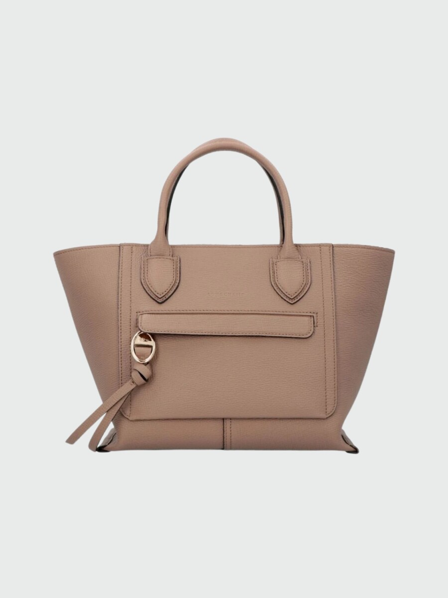 Longchamp -Cartera de cuero con asas y correa desmontable, Mailbox - Visón 