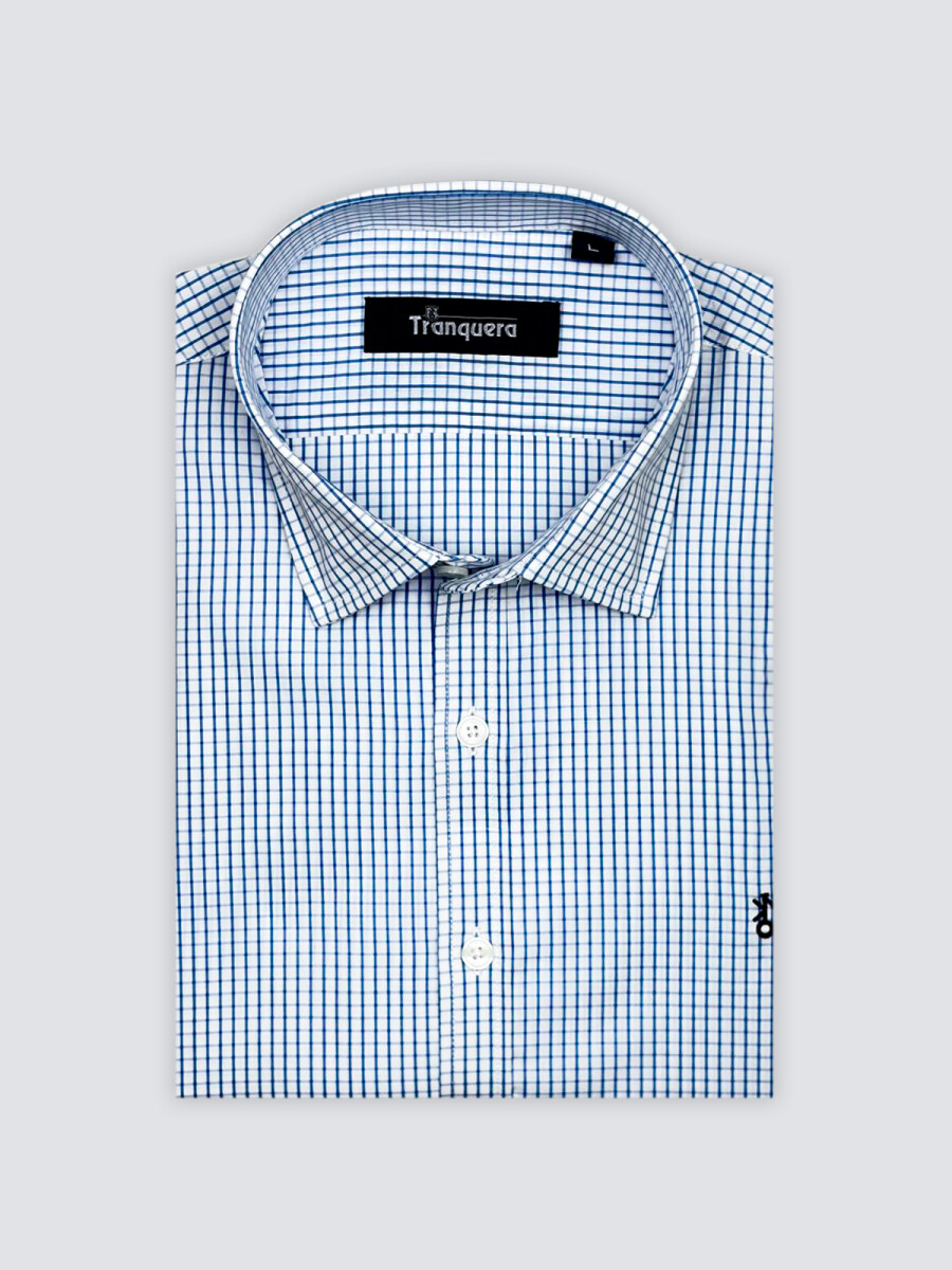Camisa de Hombre Premium Cuello s/Botones - Cuadros Azules 2 