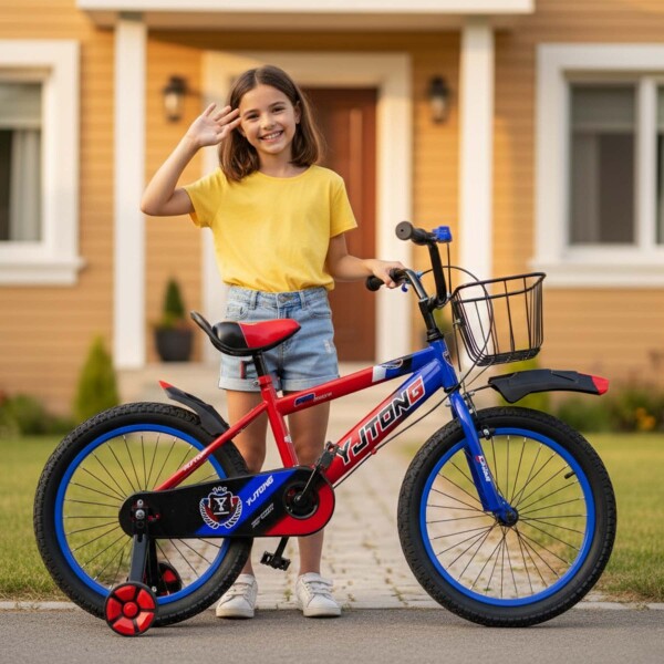 Bicicleta Infantil Yjtong R18 Canasto Parrilla Guardabarros Rojo 1