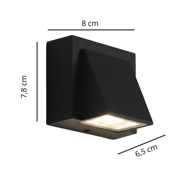 ARTEFACTO EXTERIOR VADENA PARA ADOSAR EN PARED UNIDIRECCIONAL 3W Aplique LED Exterior Vadena Unidireccional 3W Negro