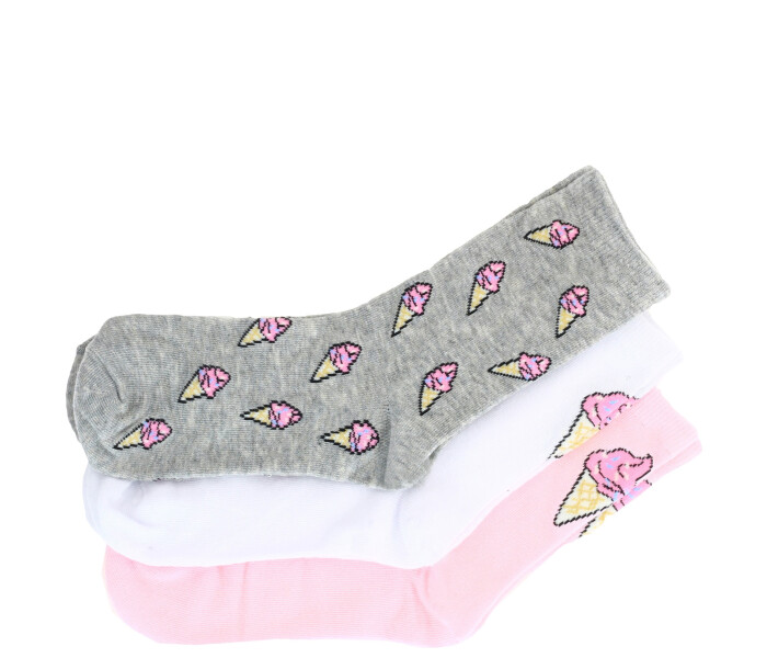 Medias de Niña MINI Miss Carol MEDIA ICE CREAM PACK X3 Rosado - Blanco - Gris
