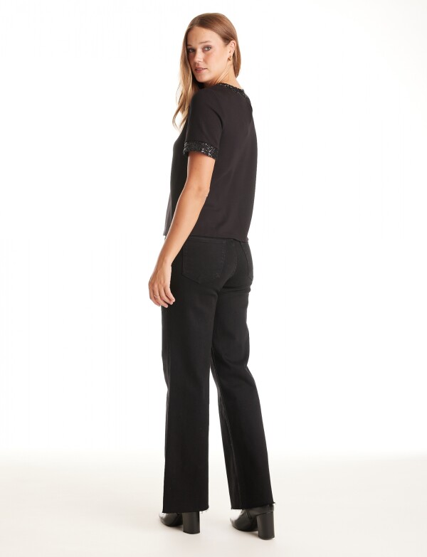 Blusa Aplique Lentejuelas NEGRO