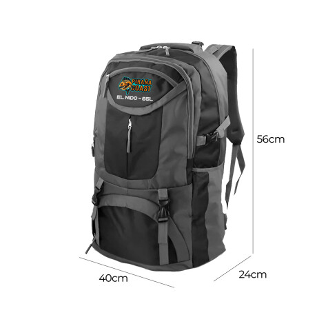 Mochila Camping El Nido 65 L + Riñonera Trekking Negro