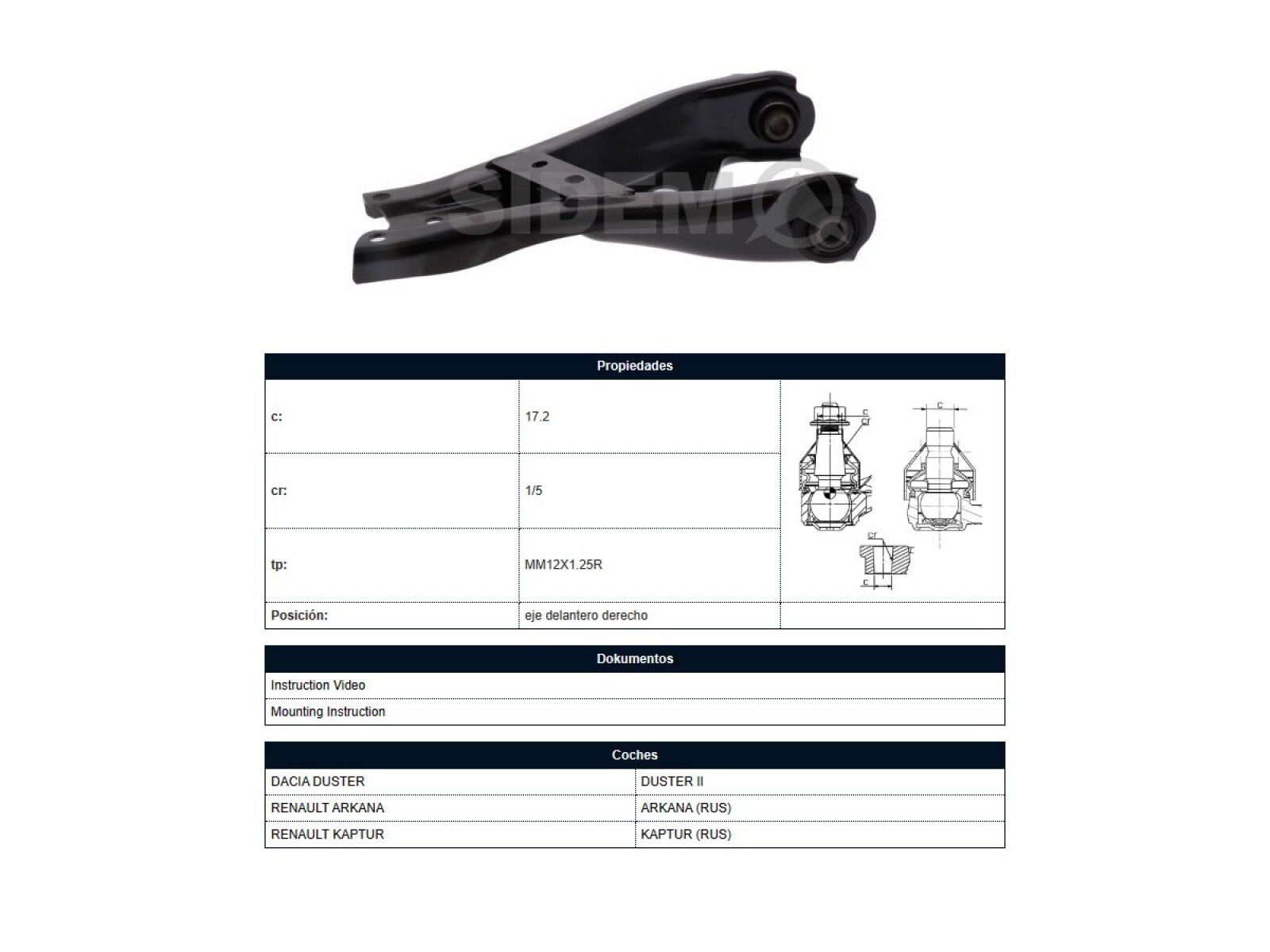 Parilla De Suspension Delantera Renault Duster/Oroch 21-25 Der 