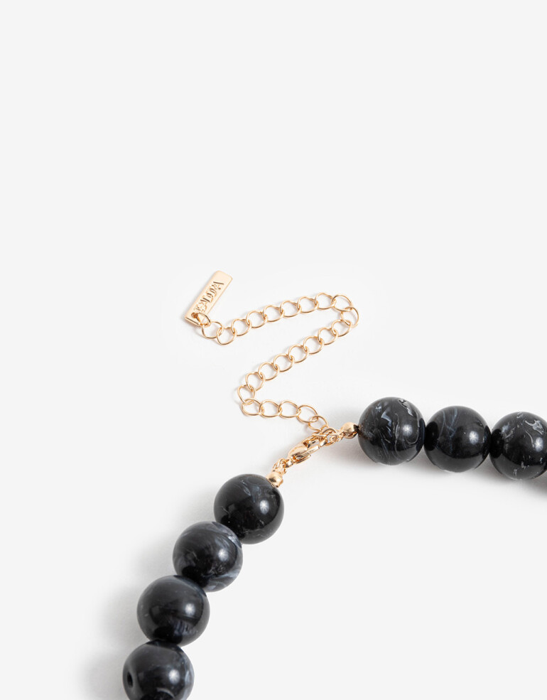 Collares Cortos Resina Collar Con Bolones - Dorado