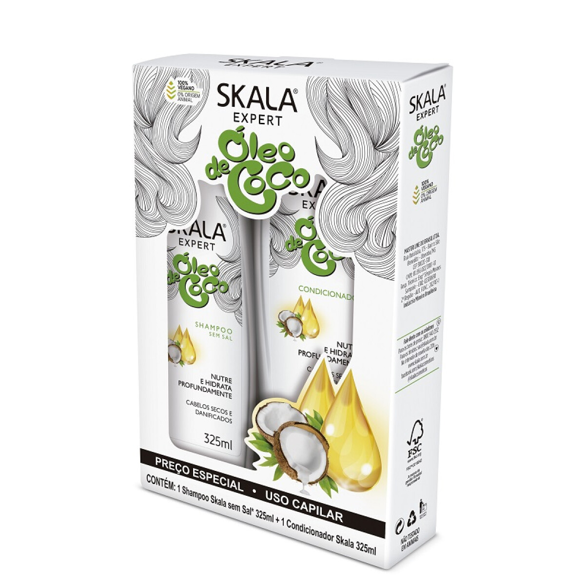 Shampoo + Acondicionador SKALA KIT Pack X2 325Ml - Aceite de Coco 