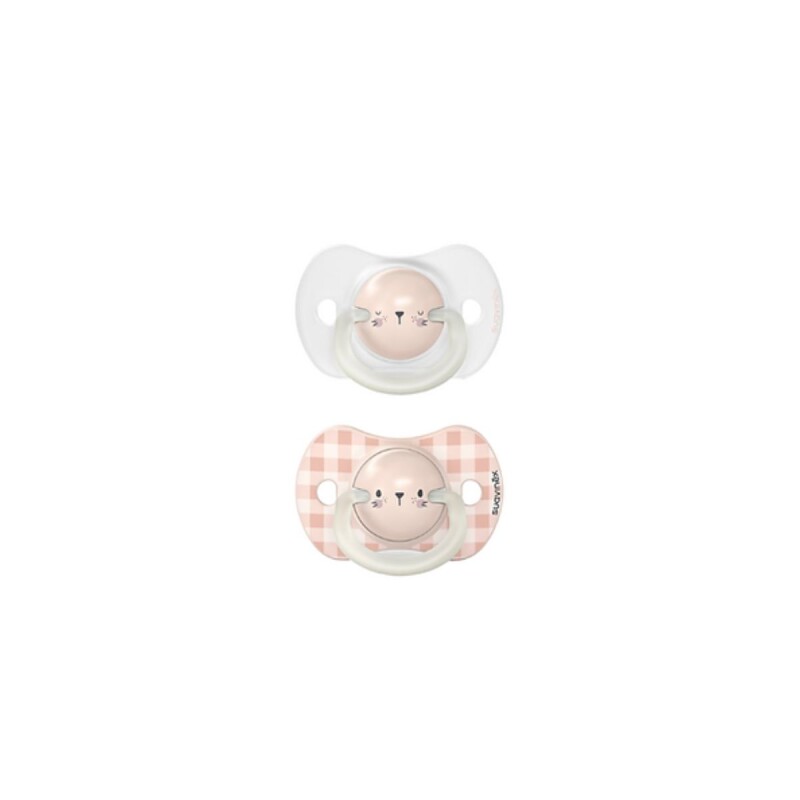 Set x2 chupetes SX Pro fisiológicos 0-6 meses Brilla en la oscuridad Suavinex - Rosa Set X2 Chupetes Sx Pro Fisiológicos 0-6 Meses Brilla En La Oscuridad Suavinex - Rosa