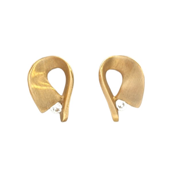 Caravanas Vintage de oro - Oro bajo - Zirconias - CA8103 conpiedra