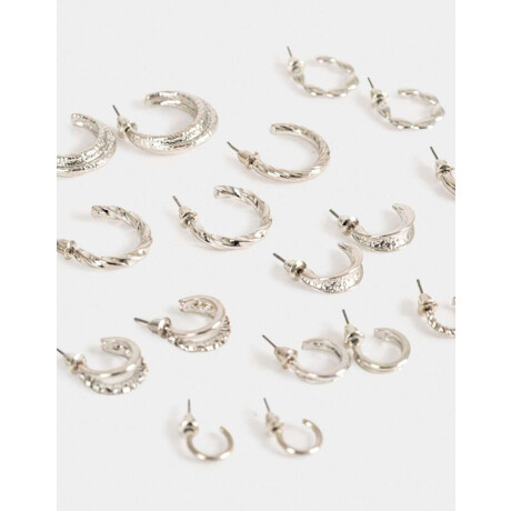 Aros Argollas Set Metal Plateado