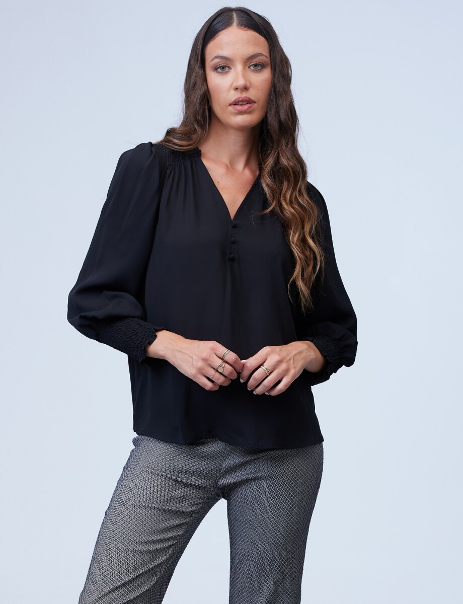 Blusa Gasa Frunce - Negro 