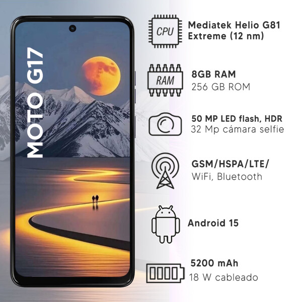 Motorola G17 12gb (4gb + 8gb) Ram 256gb 4g CELESTE