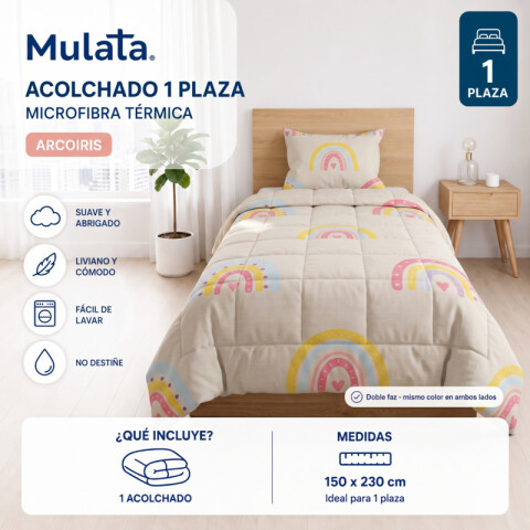 Acolchado 1 Plaza Doble Faz Microfibra Térmico 150 x 230cm - Arcoiris Acolchado 1 Plaza Doble Faz Microfibra Térmico 150 x 230cm - Arcoiris