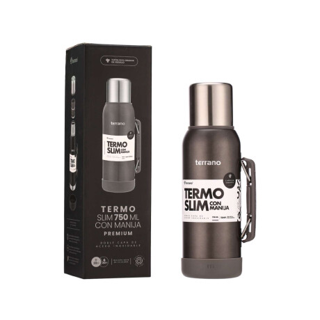 Termo Slim 750Ml. Con Base Silicona Gris Metalizado