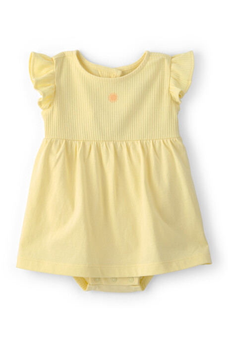 Vestido de algodón, amarillo con sol bordado Sin color