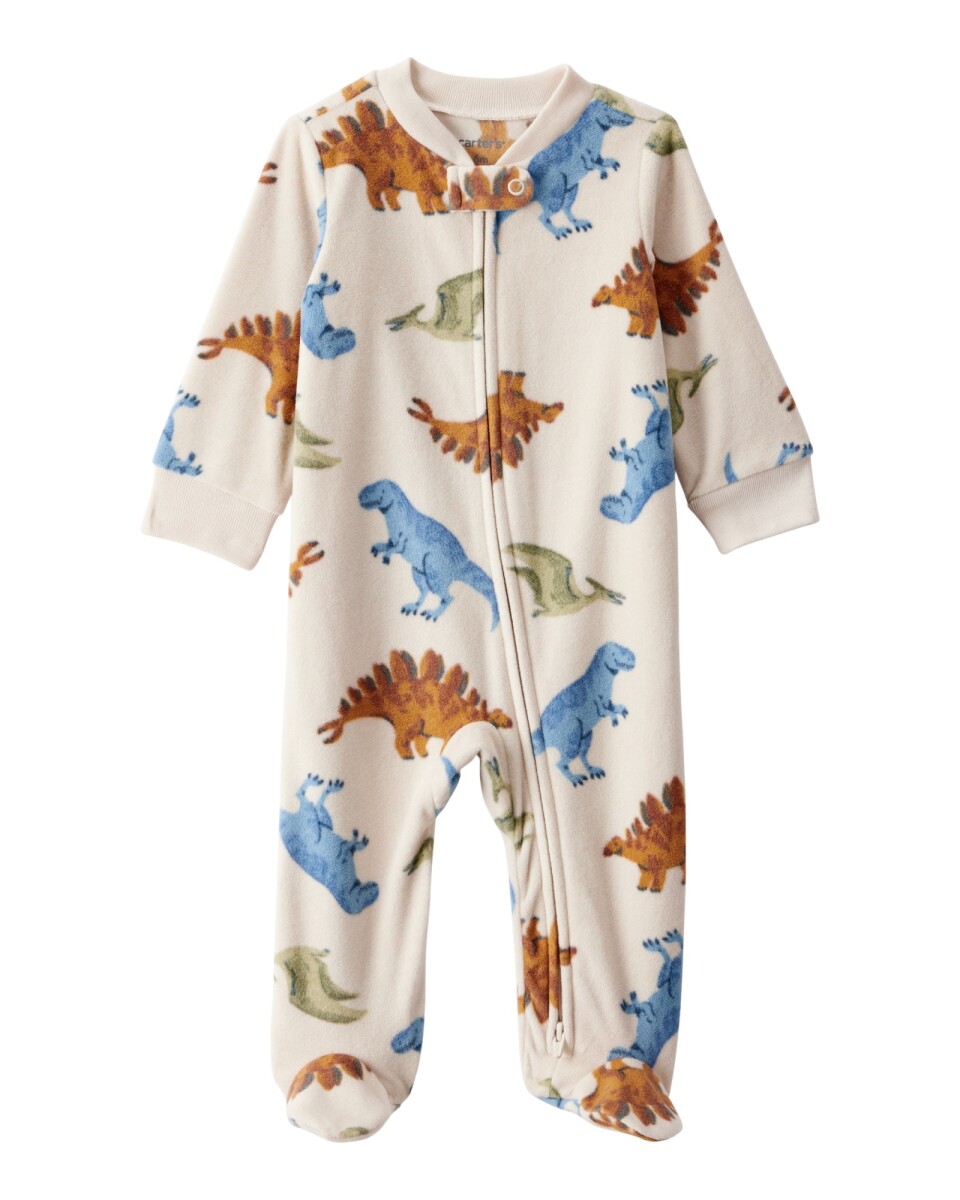 Pijama una pieza de micropolar, con pie, diseño dinos 