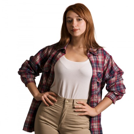 Camisa Viyela Dama rojo y azul