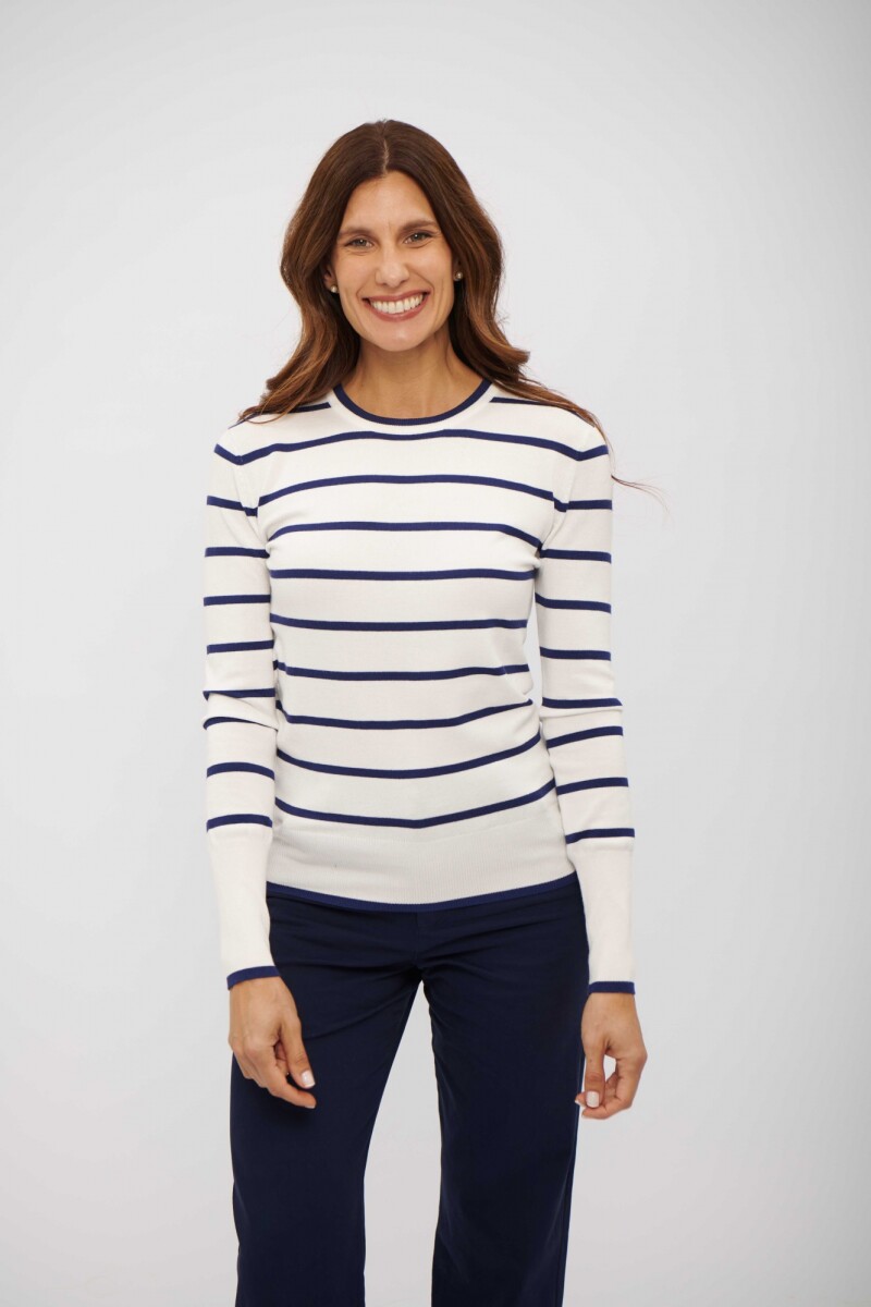 BUZO PRUDENCIA CREMA Y AZUL MARINO
