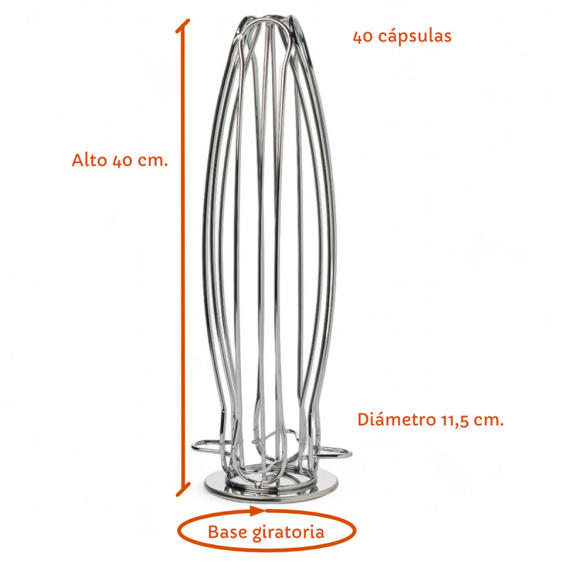 Soporte Giratorio Para 40 Capsulas Compatible Nespresso Silver