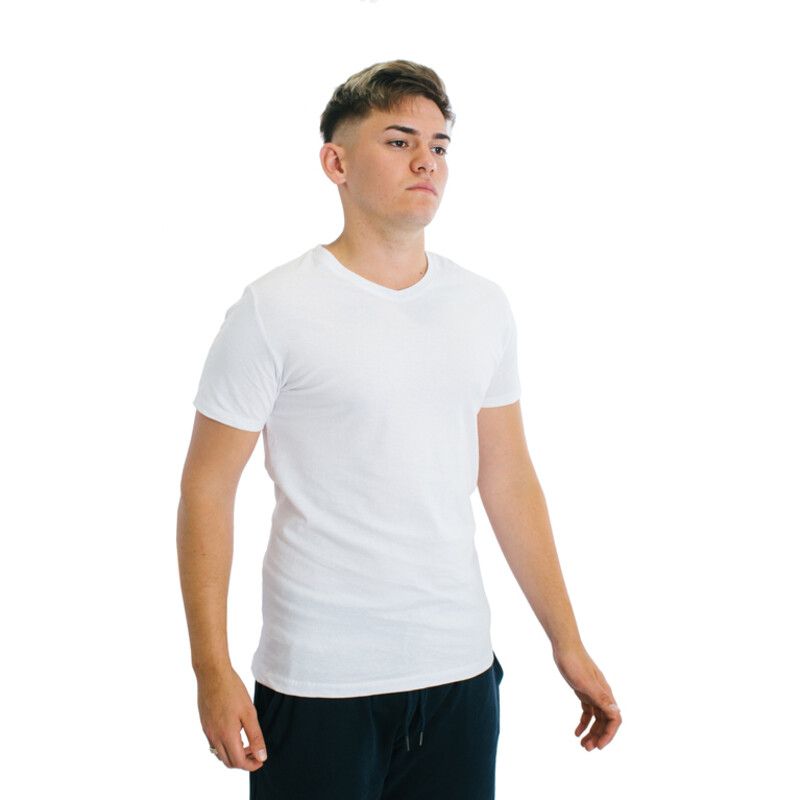 Muvem Men Plain V Neck T-Shirt Blanco