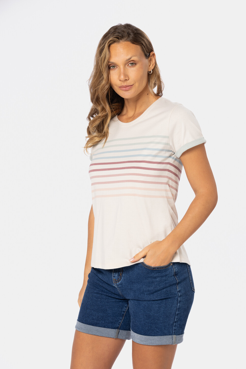 REMERA RAYADA Beige