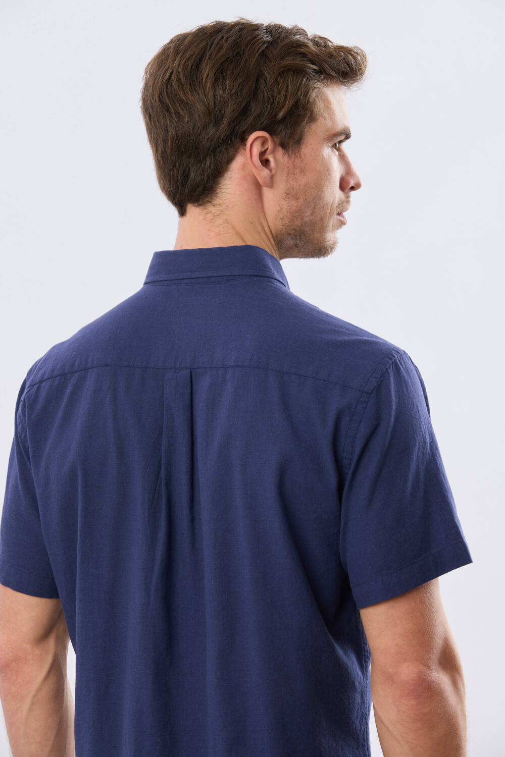 CAMISA LISA DE LINO Azul