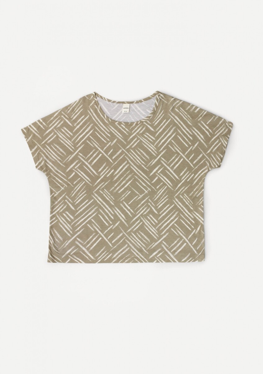 BLUSA ESTAMPADA DE MANGA CORTA - VERDE 