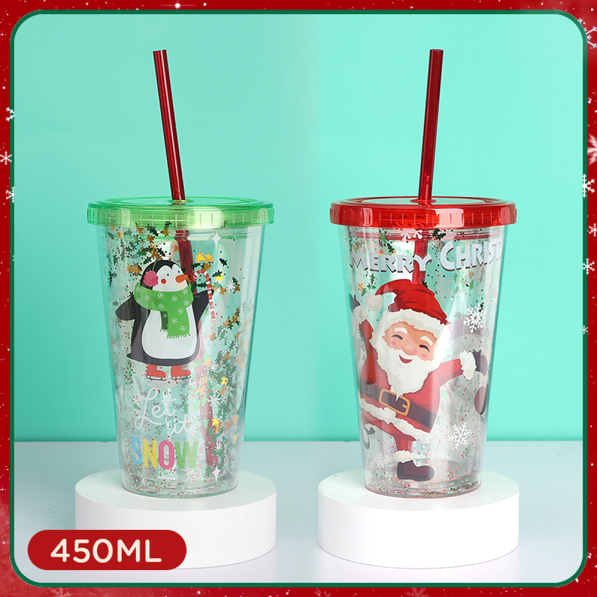 Vaso Navidad Con Sorbito #3 