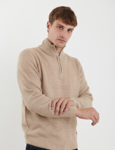 470587 SWEATER PUNTO MEDIO CIERRE HARRY Beige