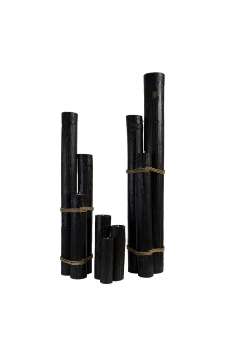 VELAS Y CANDELABROS SET 3 VELAS BAMBÚ BLACK 60/80/100H CM