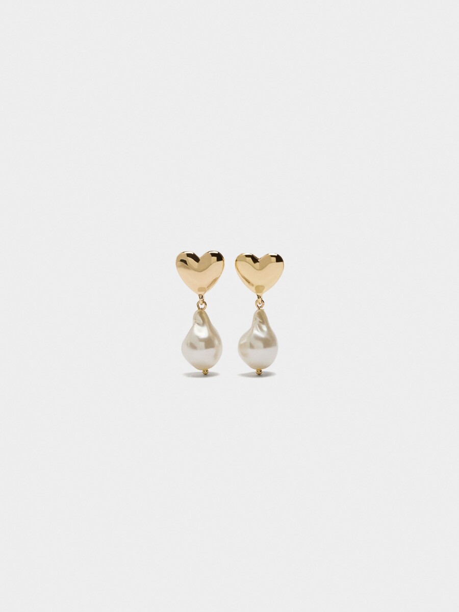 Pendientes De Corazón Con Perlas blanco
